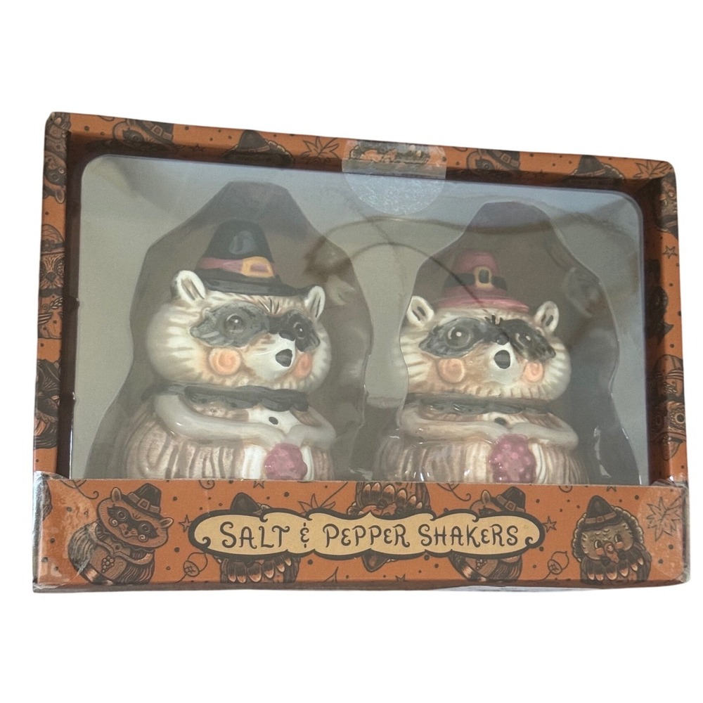 Johanna Parker Raccoon Salt & Pepper Shaker Halloween Collection New